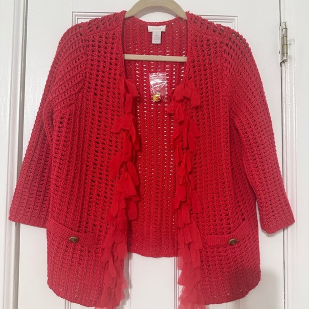 NWOT Chico's Vibrant Red Open-Front Cardigan